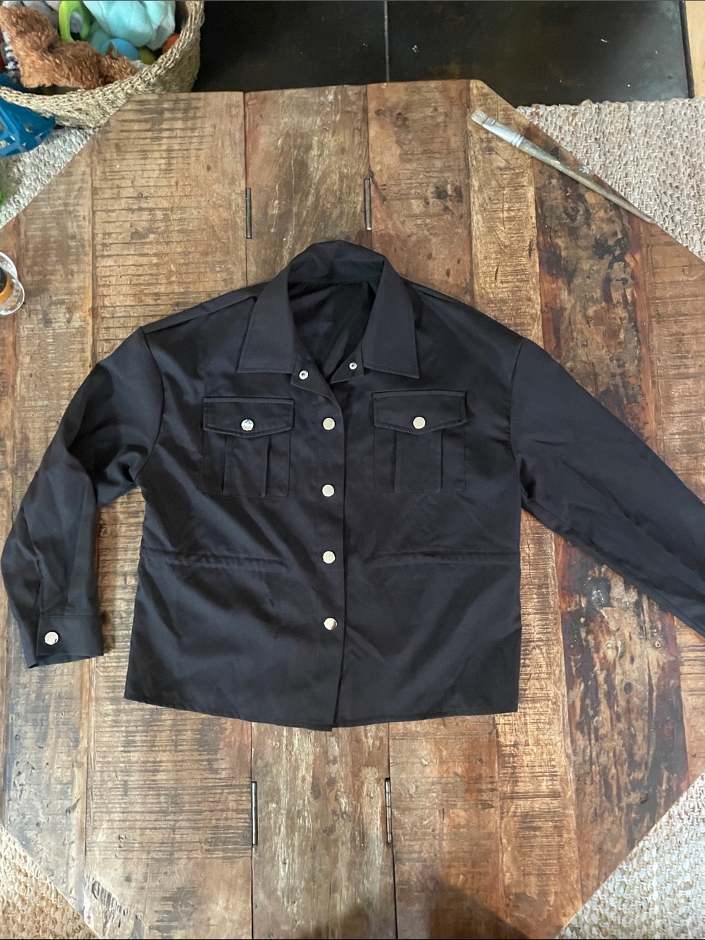 Classic Black Button-Front Jean Jacket for Women